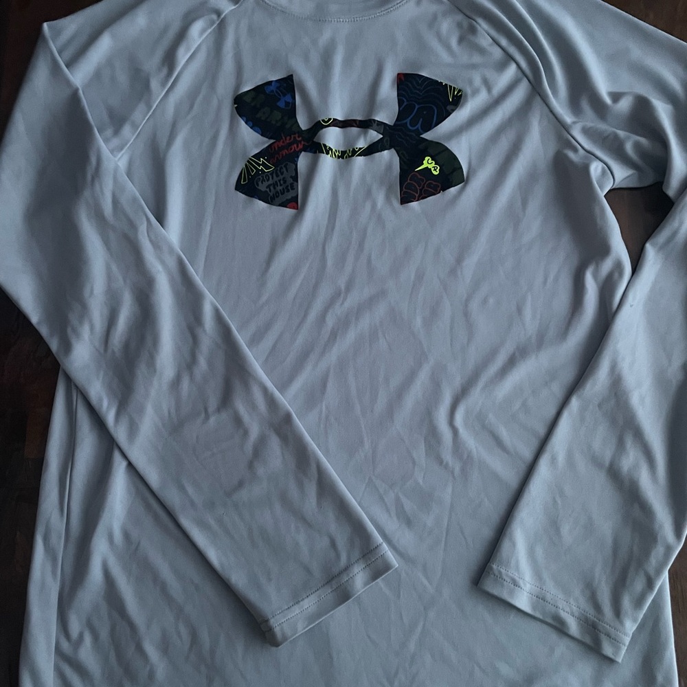 Under Armour Long Sleeve Shirt - White with Multicolor Logo